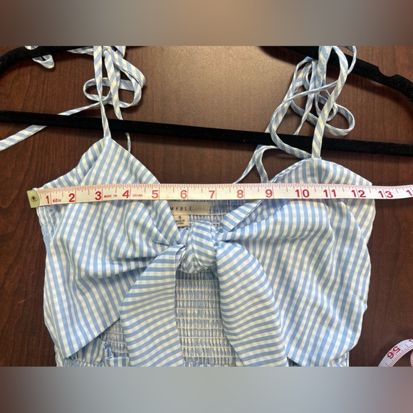 Blue and White Striped Dress with Bow Detail - Picture 3 of 5